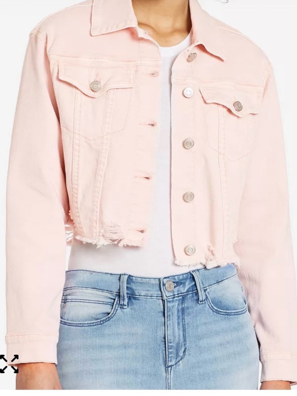 Skinnygirl Pale Pink Denim Jacket with Frayed Hem size Xl